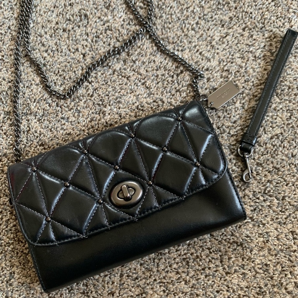 Black COACH Convertible Crossbody Wallet On Chain